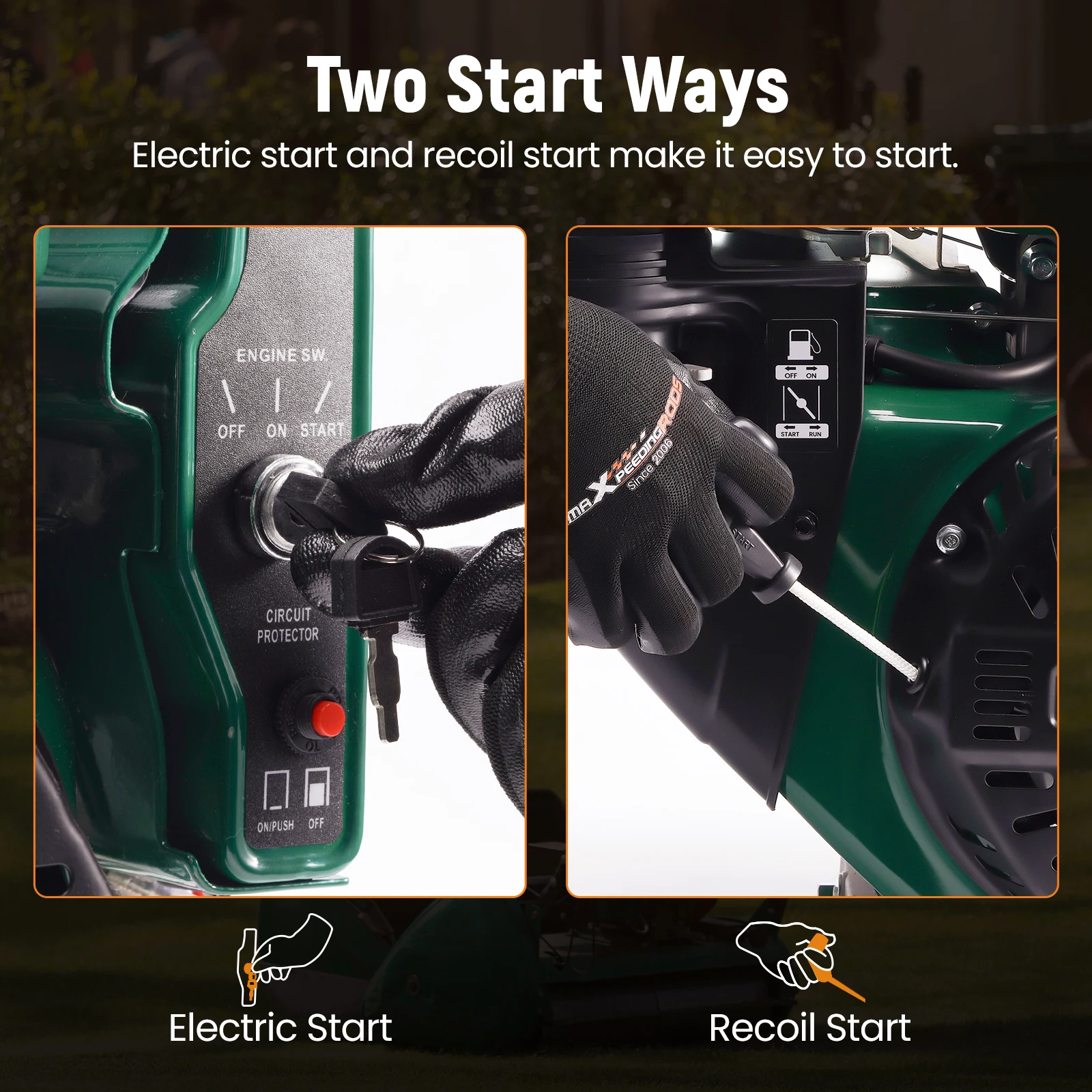15HP/8KW Petrol Powerful Engine 4 Stroke 420cc Horizontal Recoil/Electric Start