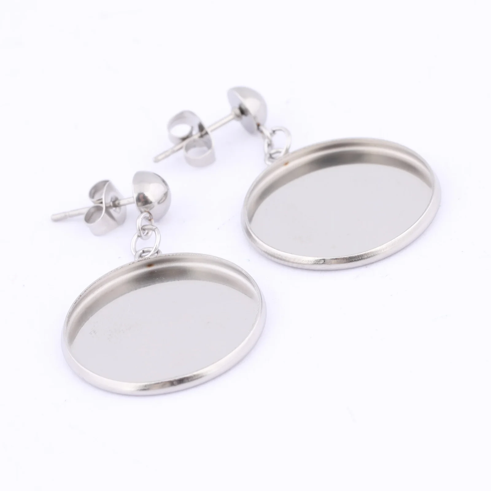 10 pezzi in acciaio inossidabile Fit 20mm Cabochon Base per orecchini grezzi risultati per orecchini Post fai da te per forniture per la creazione