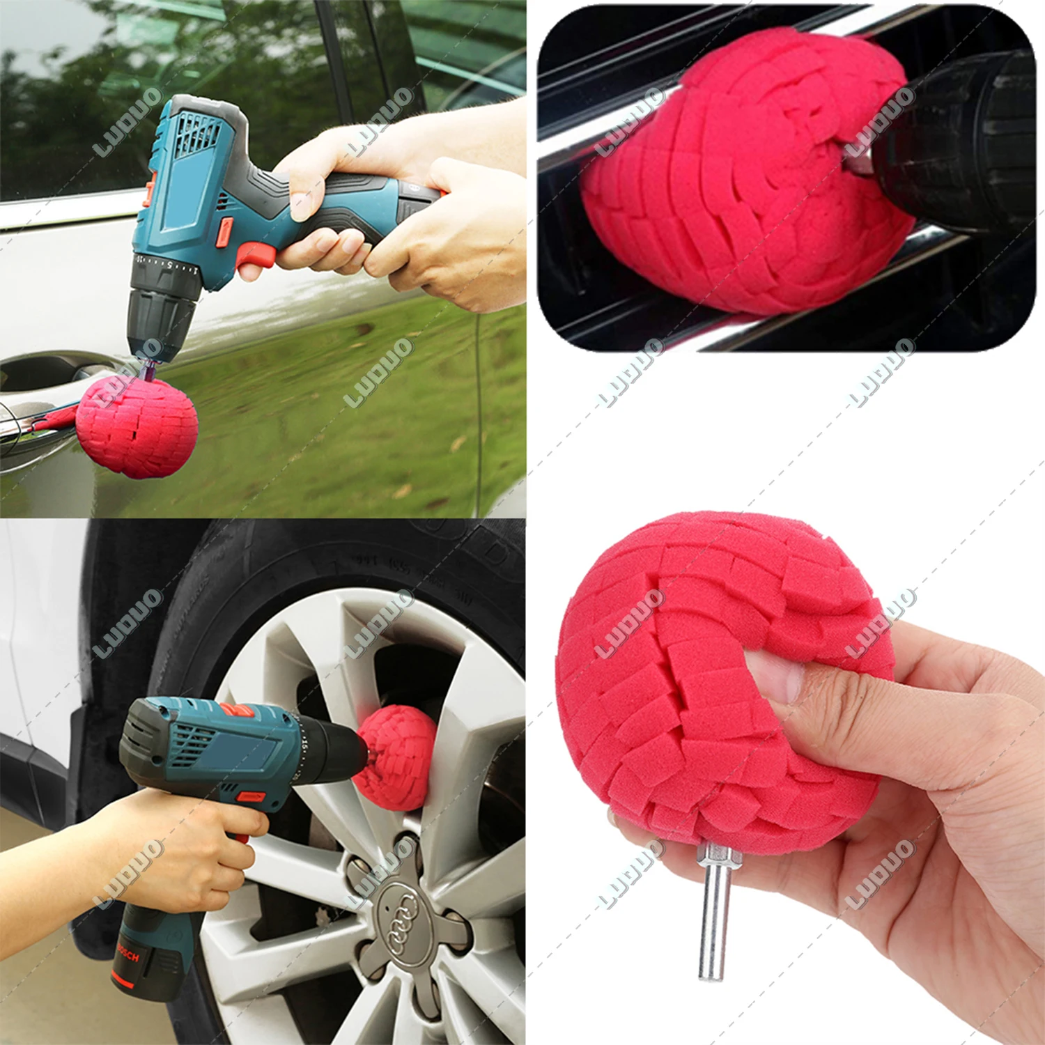 Car Hub Buffing Sponge Polishing Kit Used For Electric Drill Auto Wheel Polishing Sponge Burnishing Ball Polishing Cone Set