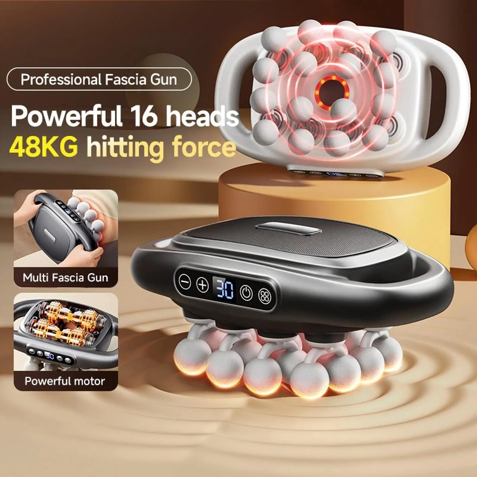 

Electric Handheld Muscle Massage USB Percussion Massage Device 30Gear Adjustment Neck Fascia Grab Massage for Neck Body Shoulder