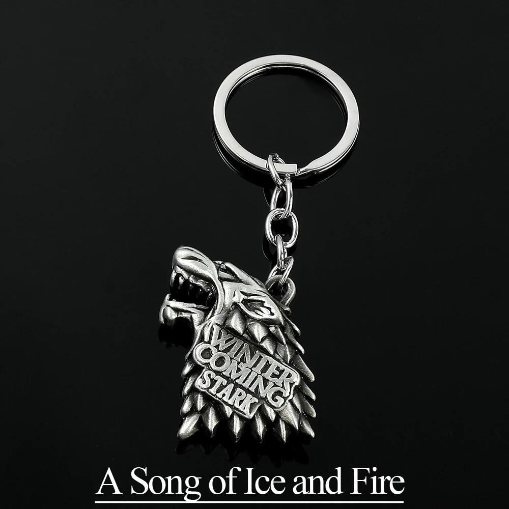 Llavero colgante con logotipo de película A Song of Ice and Fire, llavero de Metal con personalidad, cabeza de Lobo, casa, Targaryen, accesorios para mochila