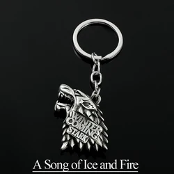 Movie A Song of Ice and Fire Personality Metal Keychain Wolf Head House Targaryen Logo Pendant Keyrings for Backpack Accessories