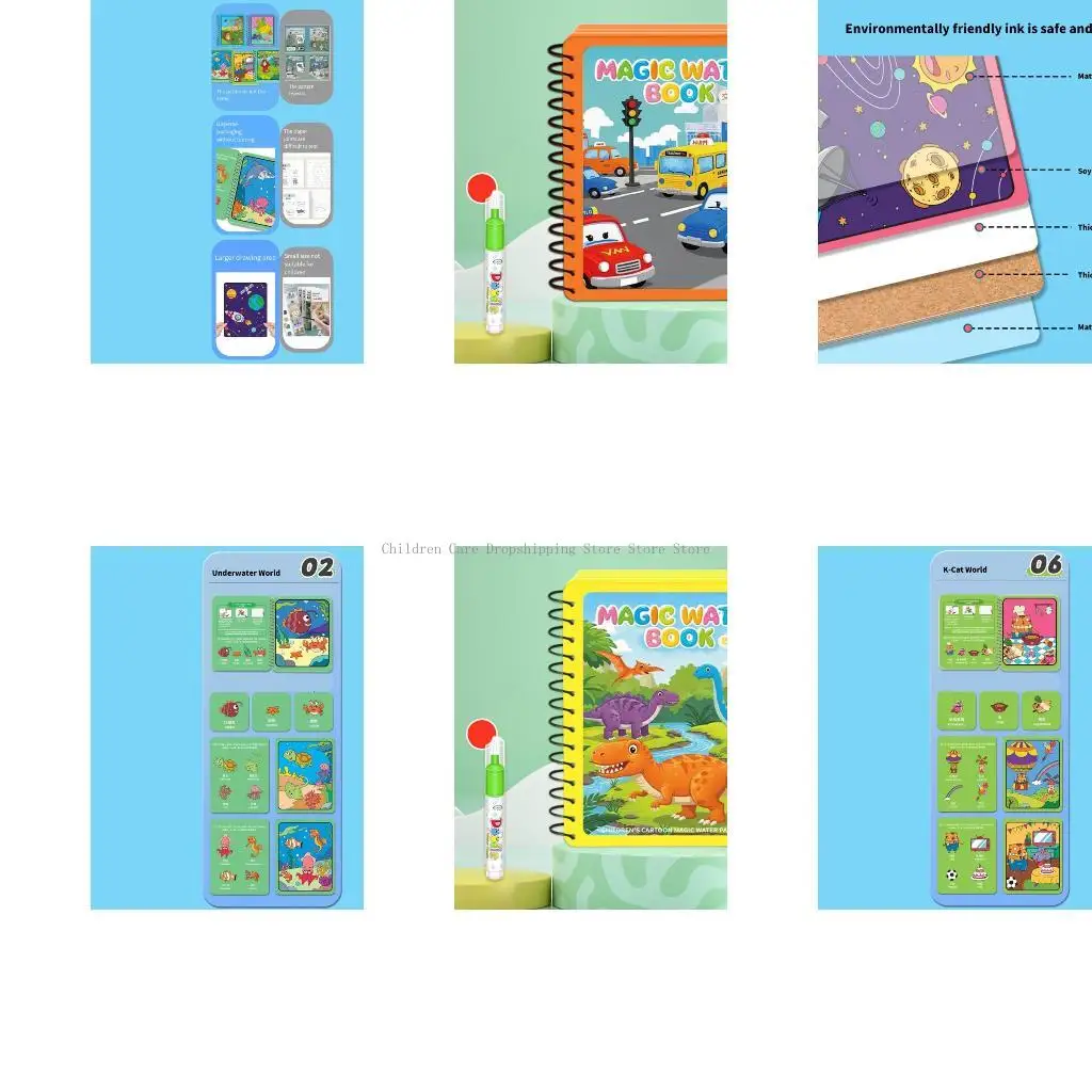 Kids réutilisable Water Drawing Livre Early Education Water Coloring Livre jouet avec stylo à eau pour les enfants Créative Fun
