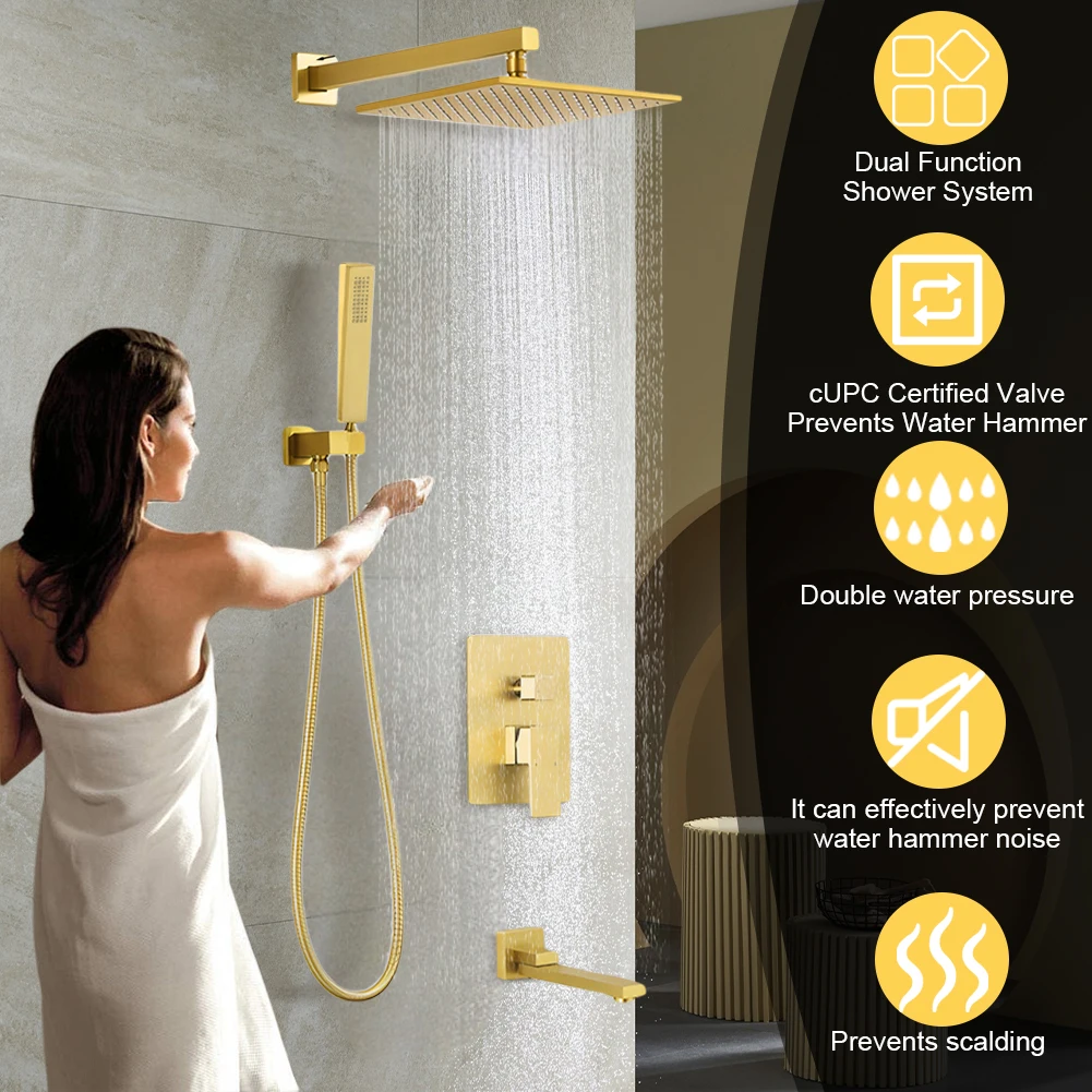 

10 Inch All-Copper Shower Head with Handshower Top Shower Head Square Shower Head for Home Bathroom Accessories