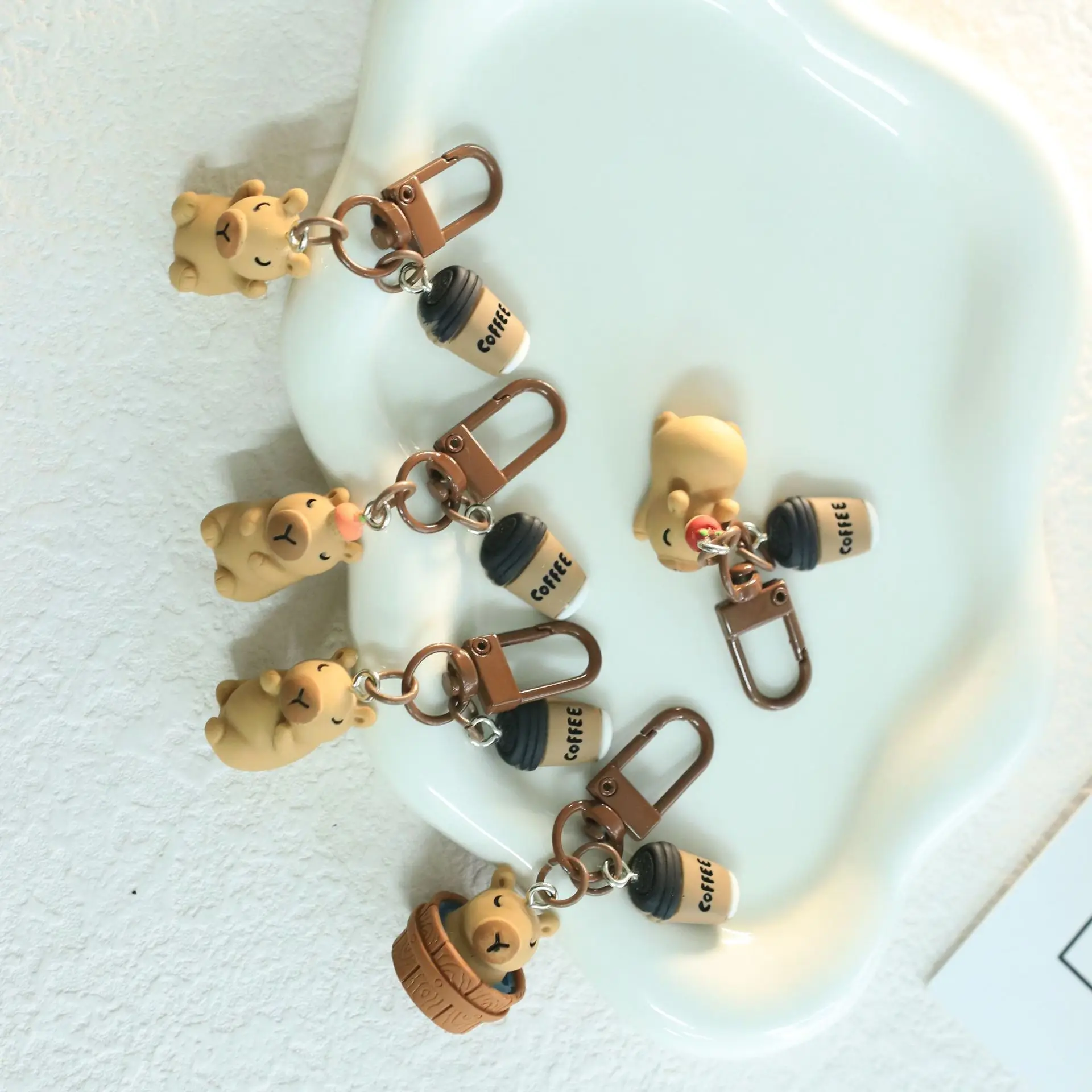 Cartoon Kapibala Key Chain Capybara Phone Pendant Headphone Case Charms Bag Decor Car Key Ring Bag Accessories Wholesale image 3