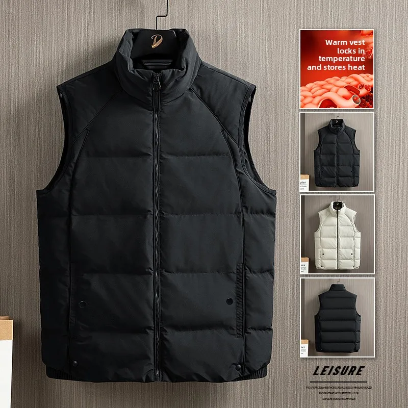 

Зима-Осень, пуховый теплый жилет, повседневный воротник с завязками, ветрозащитный, теплый, избранный, из мягкой и удобной версии, свободный пуховый жилет