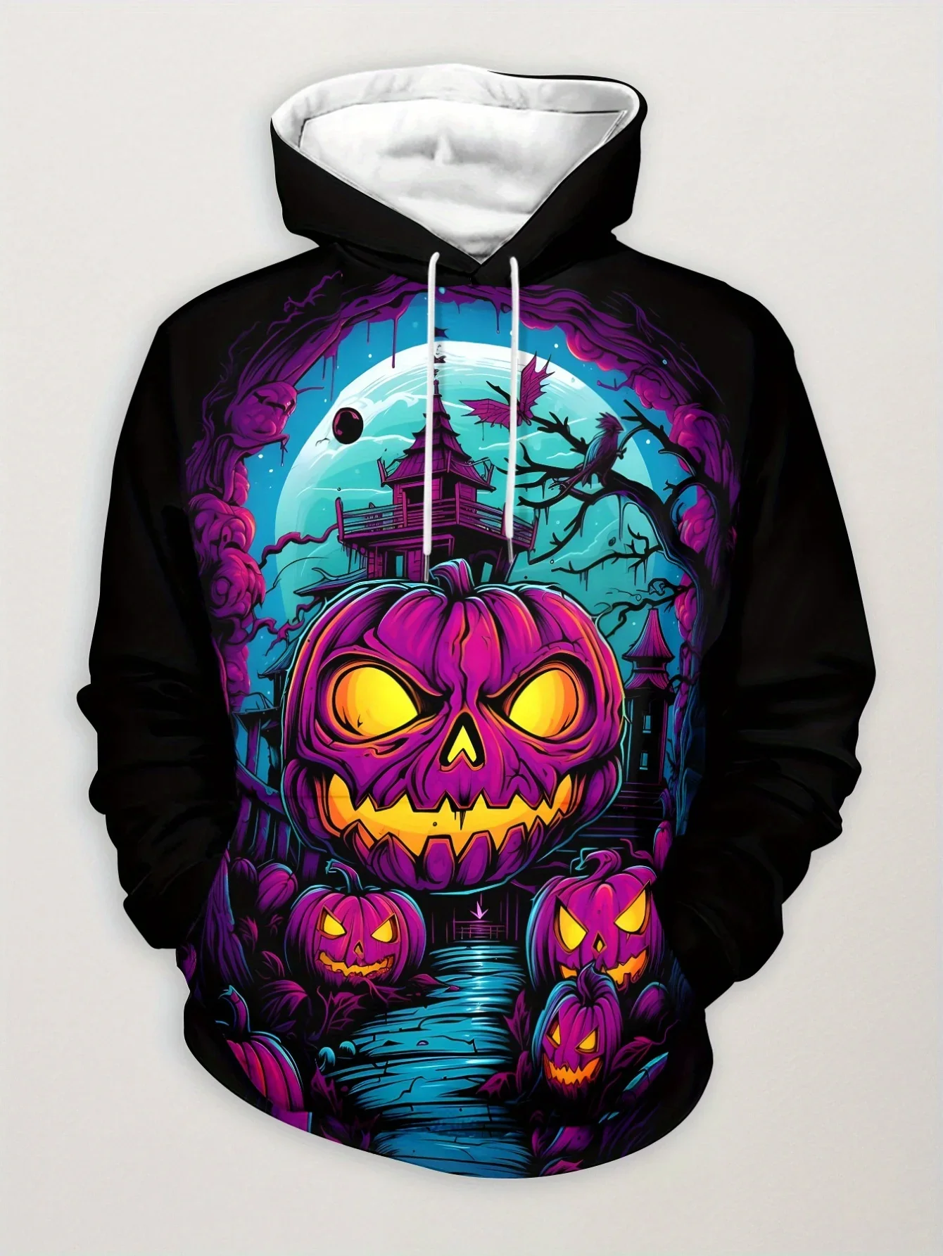 

2025 New Trendy Men's Hoodies Halloween Pumpkin Monster Pattern 3D Printing Sweatshirt Autumn Casual Loose Comfortable Pullovers