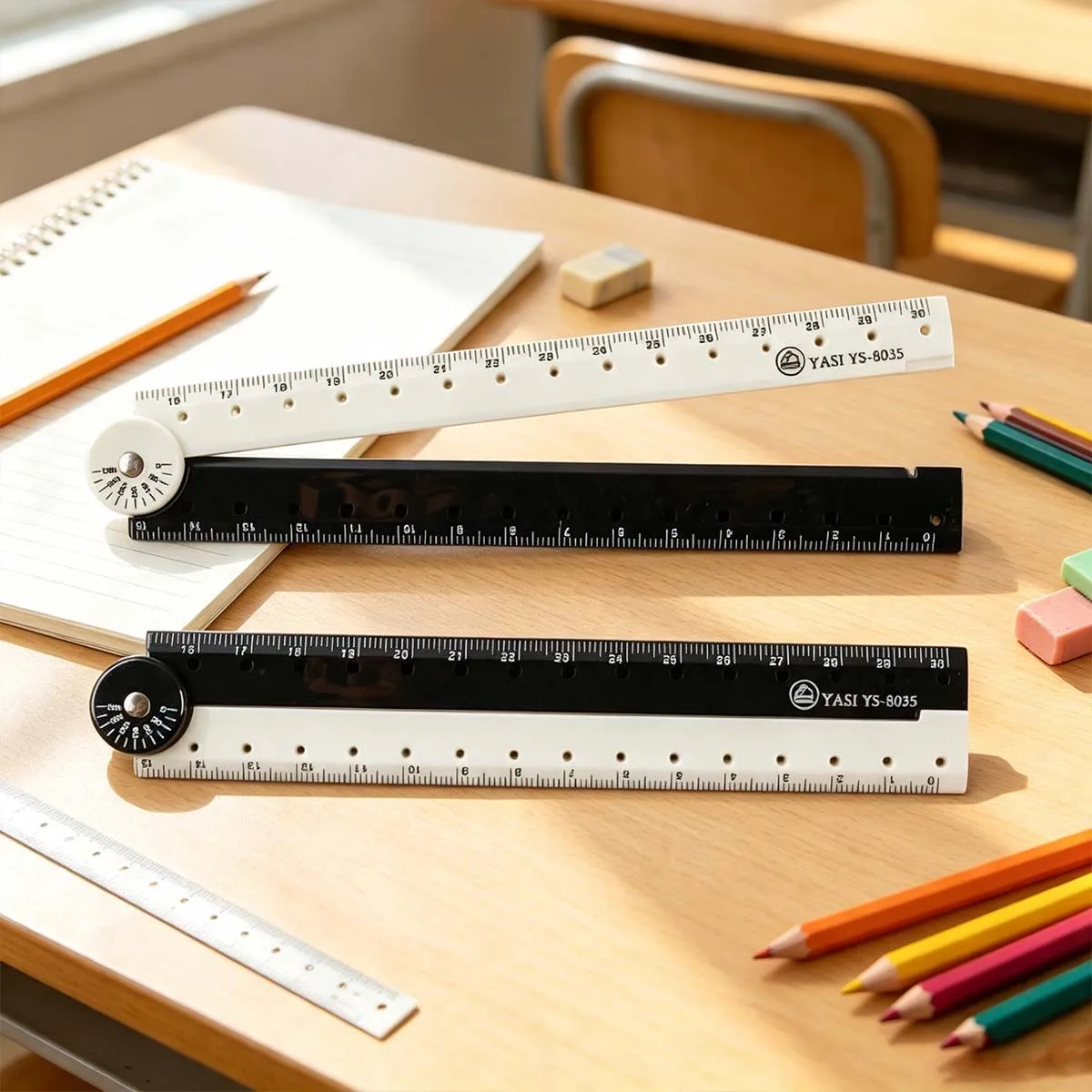 Multi-function 180-degree rotary charting ruler, student and teacher measurement tool, back-to-school, Christmas, holiday gifts