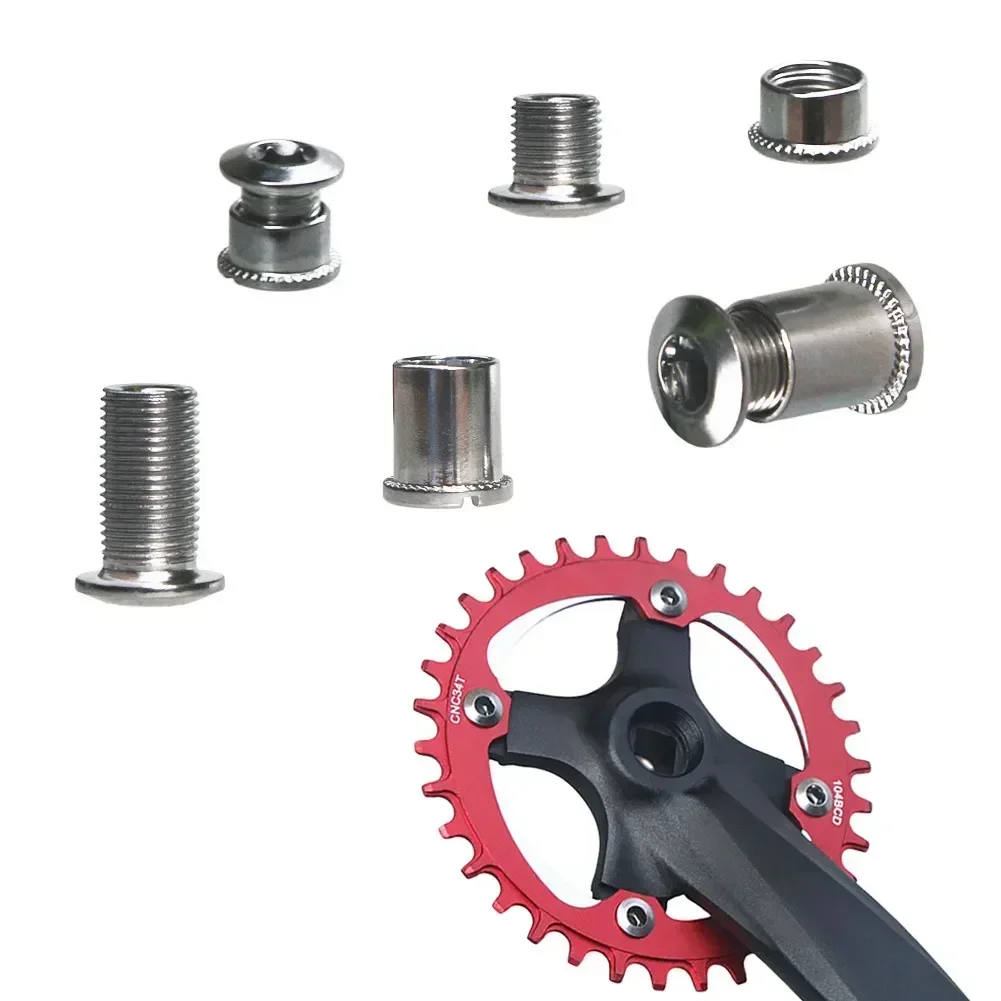 5pieces Stainless Steel MTB Bicycle Chainring Screws Single/Double/Triple Bolts Plate Crank Parts Cycling Crankset Accessories