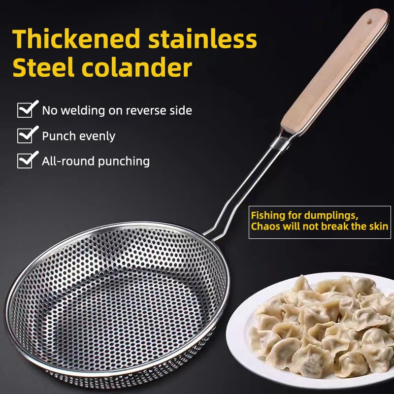 

Obelix Stainless Steel Skimmer Strainer Colander Fryer Oil Strainer Flour Scoop Noodles Dumpling Sieve Baking Tools Kitchenwares