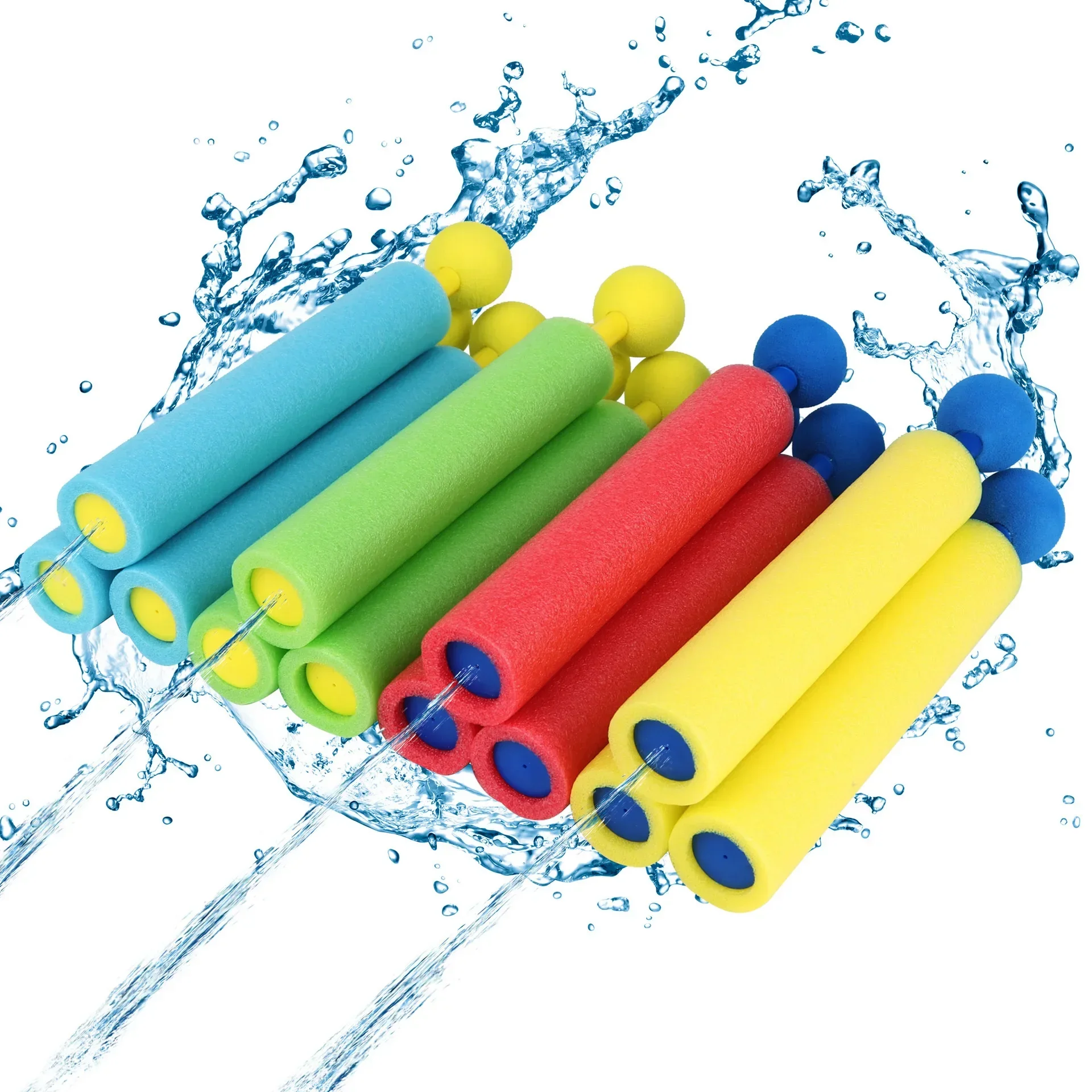 Pistolas de agua Blaster para niños, tirador portátil de 4 colores, alcance de 30 pies, pistola de agua de espuma, juguetes para piscina de verano, 4 Uds.