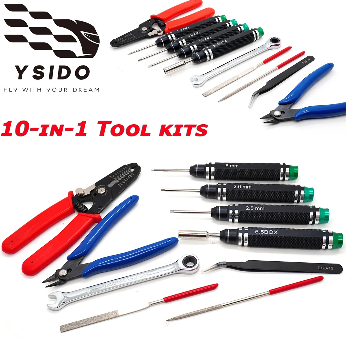 

10PCS Hex Screw Driver Screwdriver Set 1.5/2.0/2.5/5.5mm Hexagon Tool Kit For FPV Racing Drone Heli Airplanes Cars Boat RC Parts