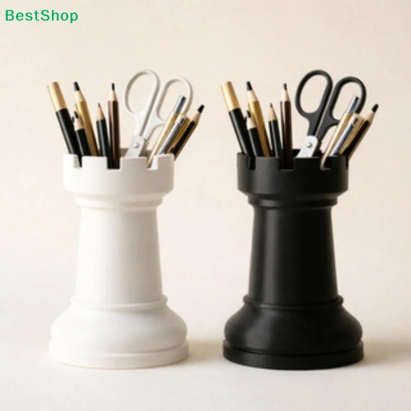 〔Z〕Creative Chess-Shaped Pen Holder Simple Storage Box For Cosmetics,Stationery, Makeup Brush Organizer Desktop Decor Gift
