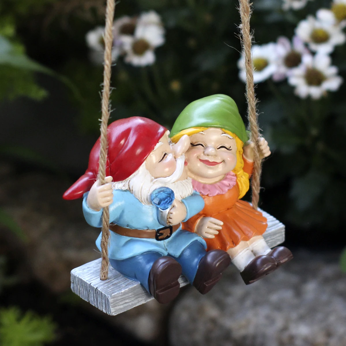 1 Hat Wearing Dwarf Couple Swing, Yard Garden Decoration Pendant, Valentine's Day/Wedding Decoration