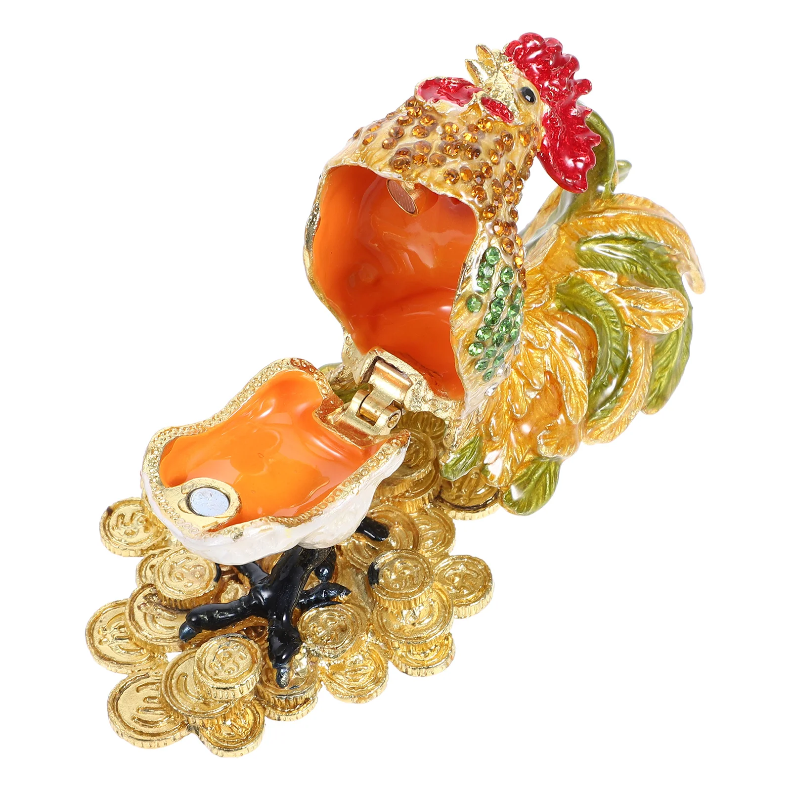 

Rooster Figurine Jewelry Box Cartoon Chicken Trinket Boxes Hinged Animal Storage Bird Keepsake Collectibles Packaging Gift Box