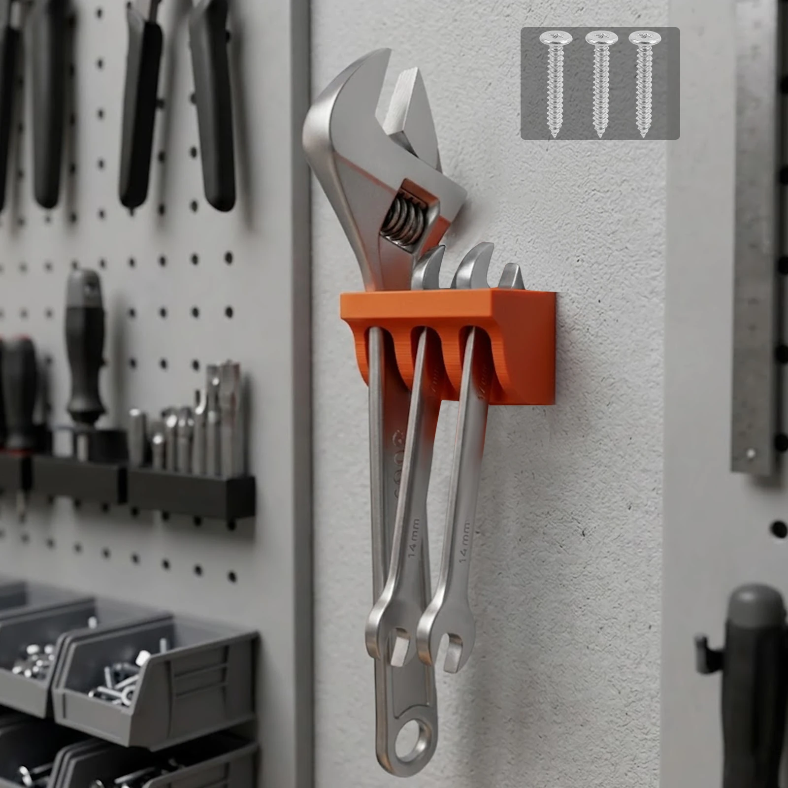 Wall Mount Wrench Storage Rack 3 Slots Tool Holder Screwdriver Organizer For Garage Workshop Hardware Tool Organization