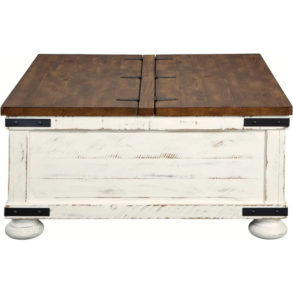 Coffee Table,Square Storage Coffee Table,with Hinged Lift Top, Distressed White,Coffee Tables