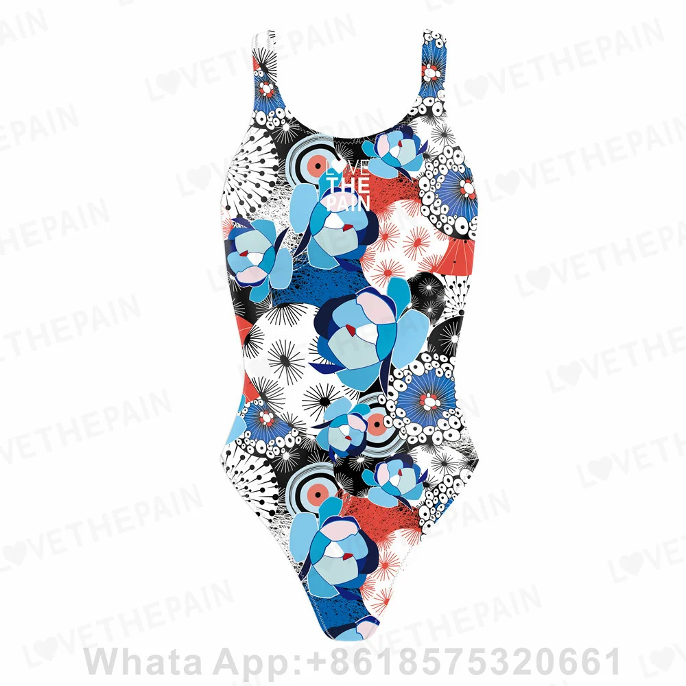 Love The Pain 2023 Women One-piece Swimsuit Printed Swimsuit Professional Team Swimming Pool Training Push Up Swimsuit