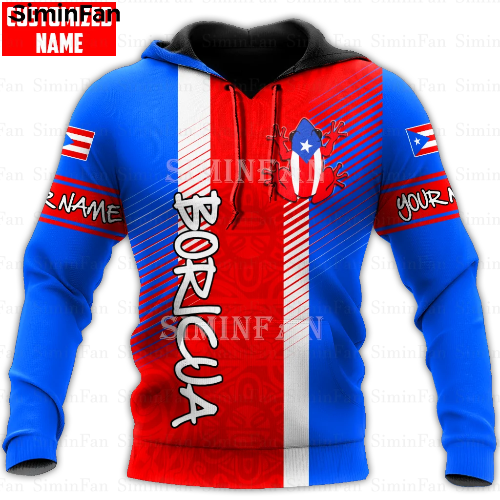 Puerto Rico Sun Taino 3D Printed Mens Red Blue Hoodie Zipper Jacket Male Hooded Pullover Sweatshirt Unisex Outwear Women Coat H1