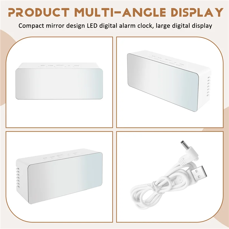 

HFES светодиодный цифровой будильник с зеркалом, регулируемой яркостью и температурой