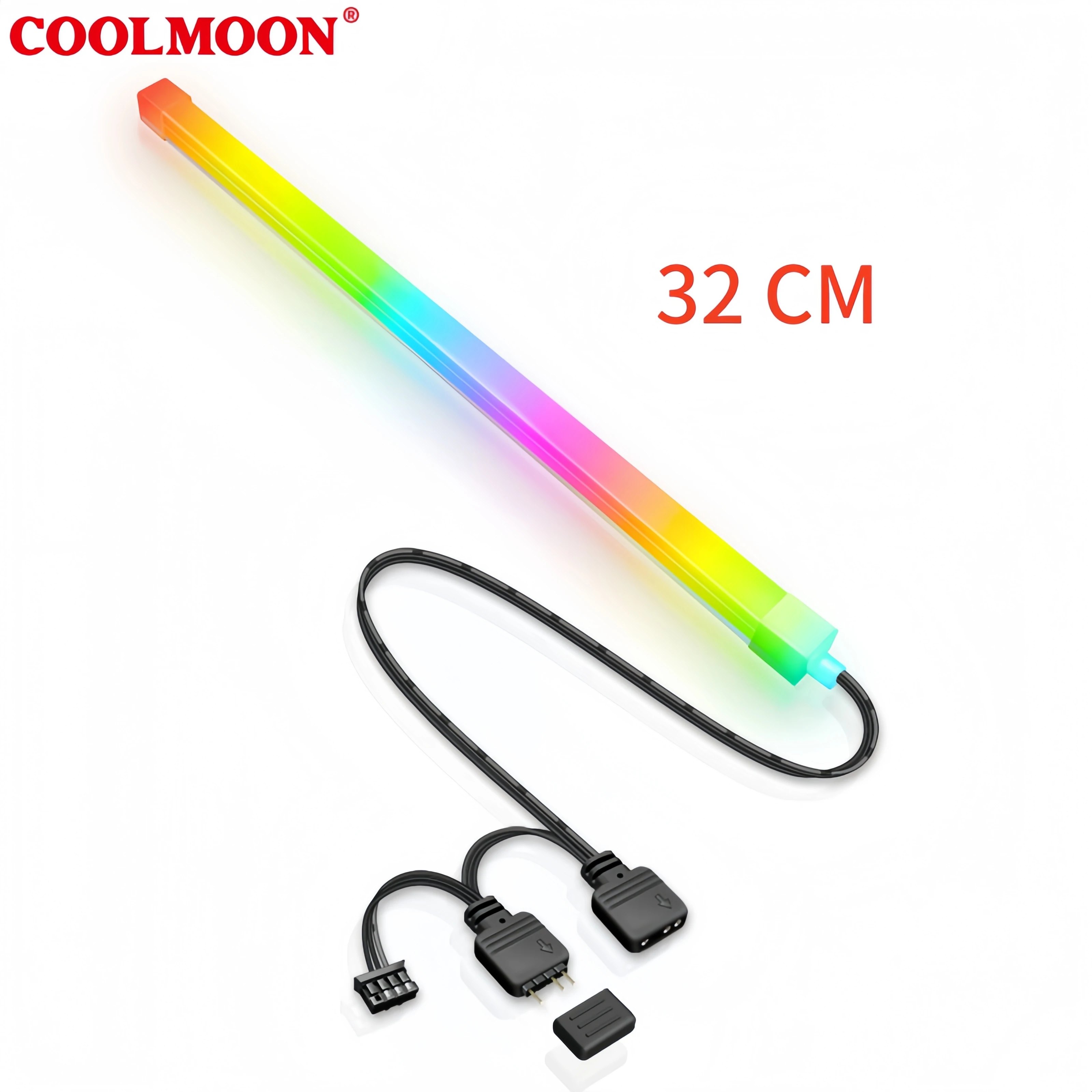COOLMOON Double-Sided Luminous RGB Light Bar 30cm Magnetic Color-Changing LED Hard Light Bar Computer Case Decoration