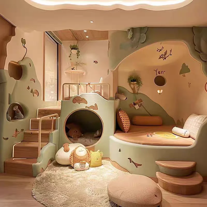 JINS Non-interfering Bunk Beds Tree House Bed Double Boy Prince Fantasy Upper Empty Lower Bed Children Custom
