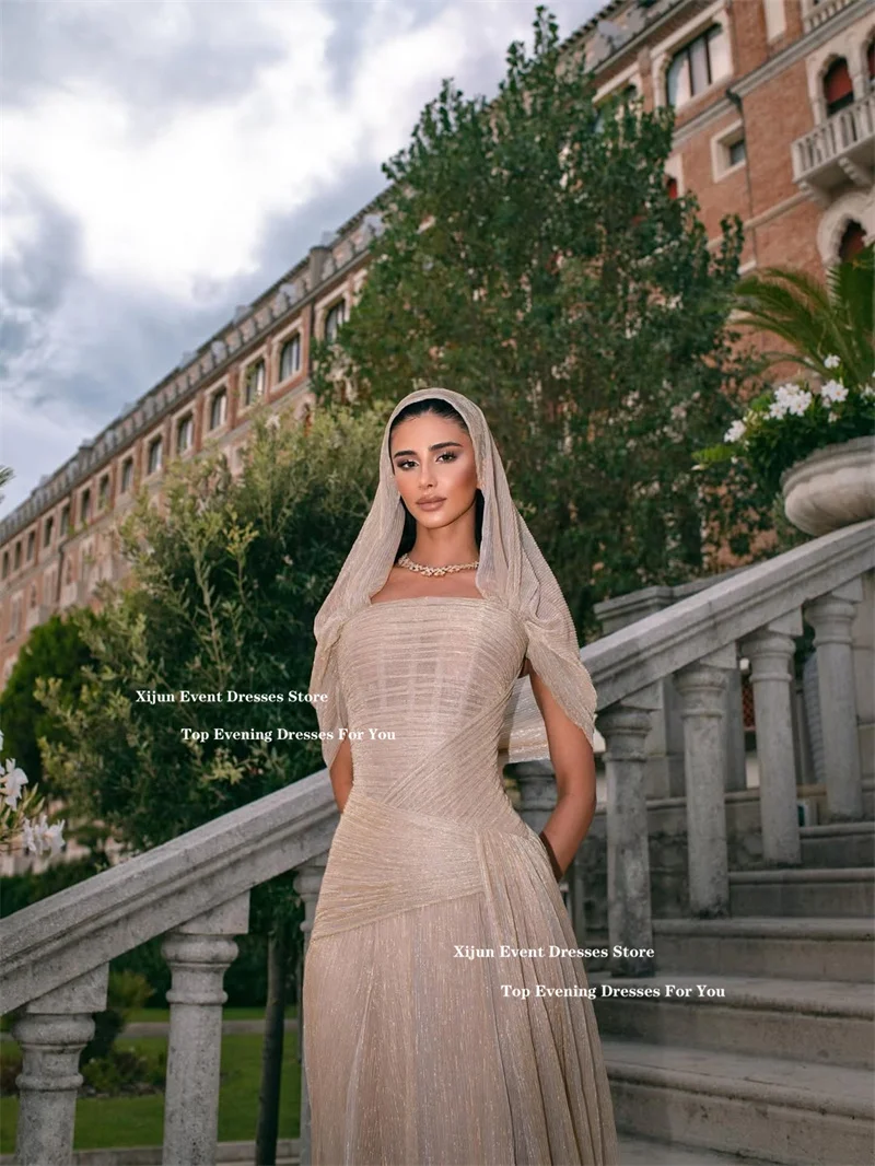 Xijun luxe chiffon zeemeermin avondjurken uit de schouder geplooide lange galajurken celebrity formele galajurken op maat