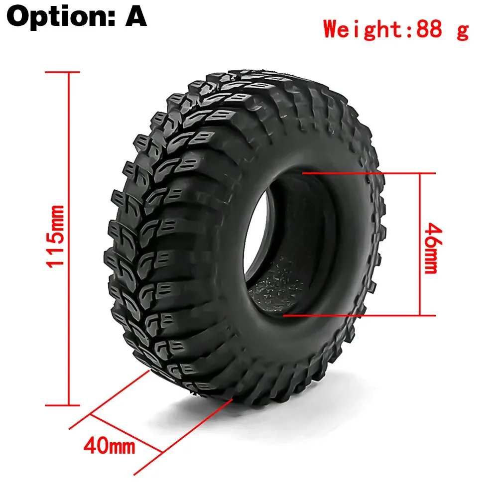 4pcs 1.9 Inch Rubber Tyre 96-108-115mm For 1/10 Rc Crawler Car Trax Trx4 Axial Scx10 Wraith Rc4wd Yikong Rgt Wrangler 1.9 Wheel