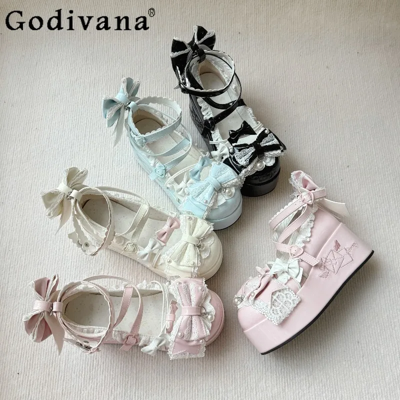 

May Jane Original Lolita Thick Sole Shoes Cute Girl Versatile Sweet Embroidery Shows Women's Japanese Style Round Toe Shoes