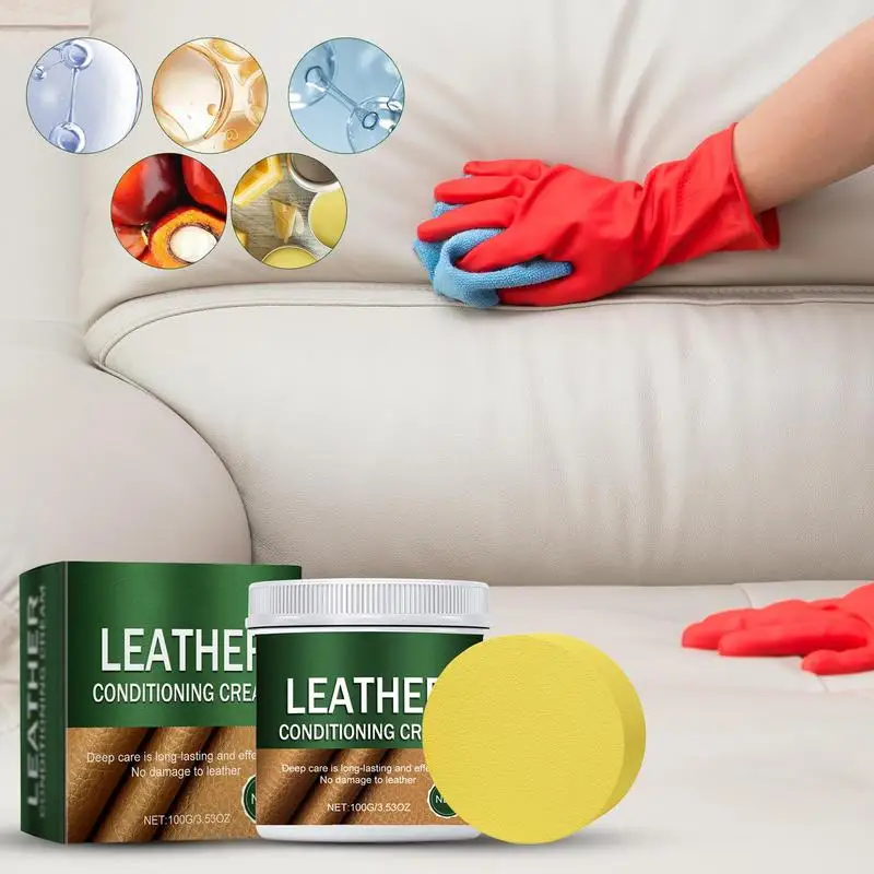 

Car Leather Conditioner Leather Restorer For Couches Leather Color Restorer Conditioner Leather Color Repair With Sponge For