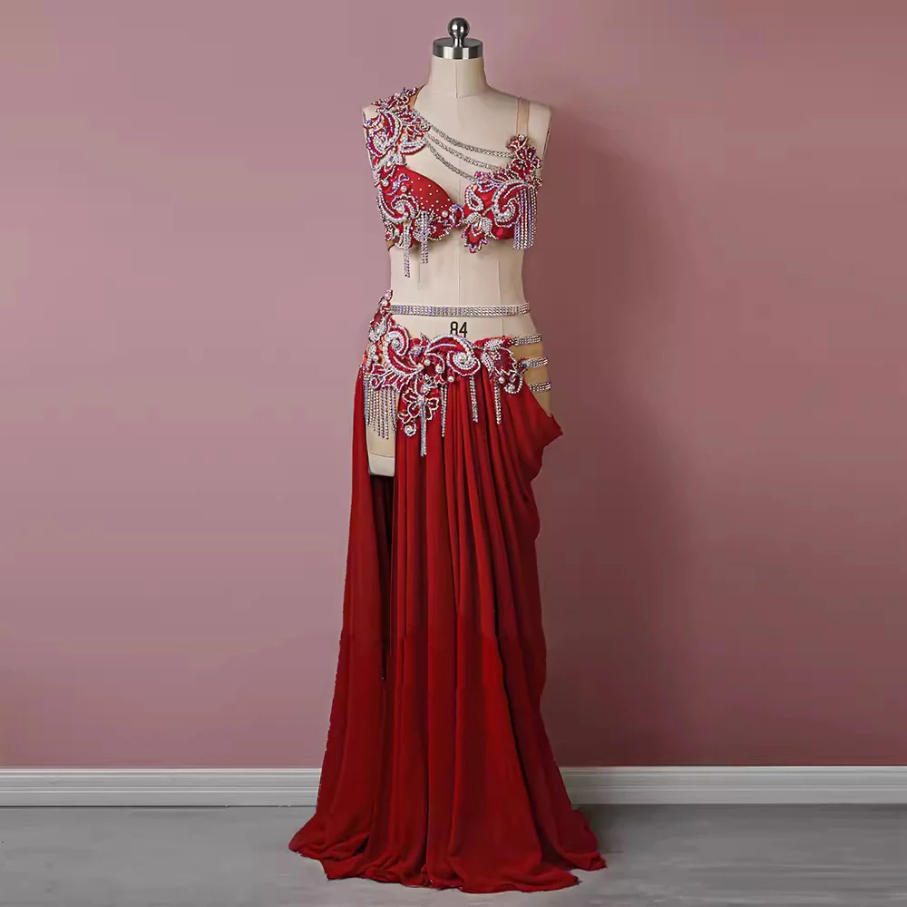 

Customize Egyptian Belly Dance Costume Professional Group Competition Oriental Dance Outfit Bra Skirt