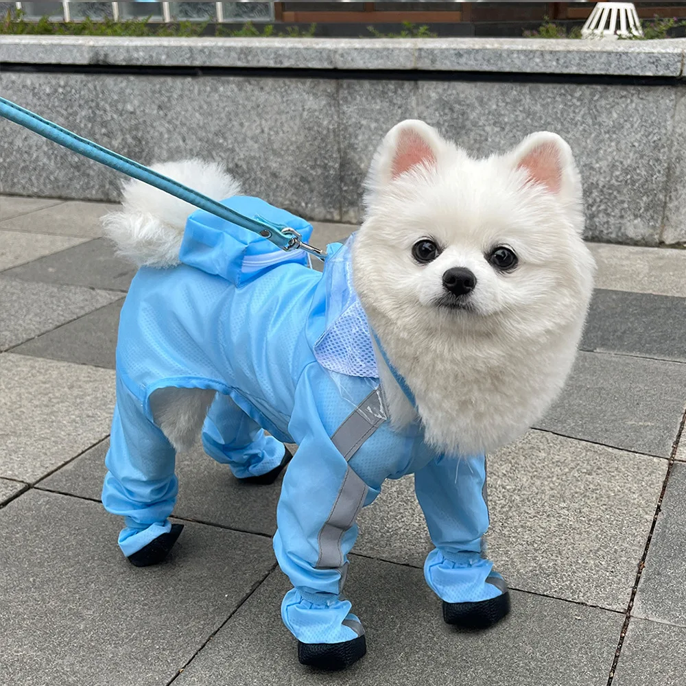 Dog Raincoat Clothes Pet Puppy Small Dog Waterproof Jumpsuit Overalls Clothing Jacket Poodle Puppy Dog Rain coat