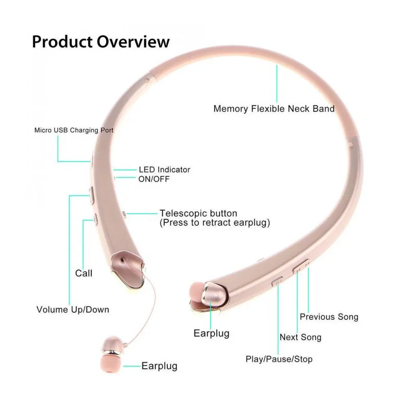 Neue HBS910 tragbare Sport Bluetooth Headset Hängen Hals Drahtlose Sport 4,1 In-Ohr Harte Hängen Headset Für LG Iphone xiaomi