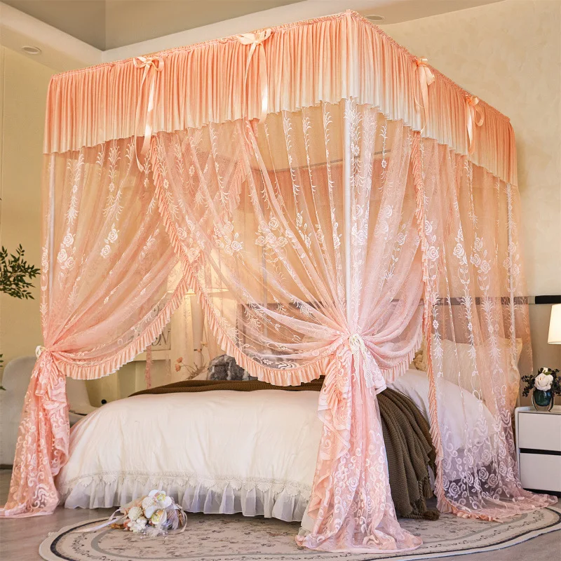 Orange Premium Double Silk Jacquard Mosquito Net Lace Mosquito Net (without bracket) - Romantic Full House Series Mosquito Net