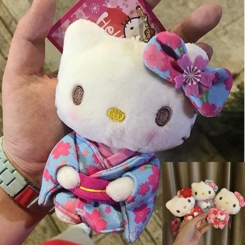 Neue süße Kitty Plüsch-Schlüsselanhänger Kätzchen Kimono Kirschblüte Serie Plüschtier Rucksack Anhänger Auto Dekoration Puppe Weihnachtsgeschenk