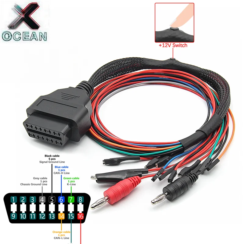 

Новый диагностический адаптер OBD2 MPPS V18/v16/v21/v22 OBD Tap Трехжильный кабель ЭБУ Настольный контактный кабель MPPS v21 Универсальный кабель MPPS