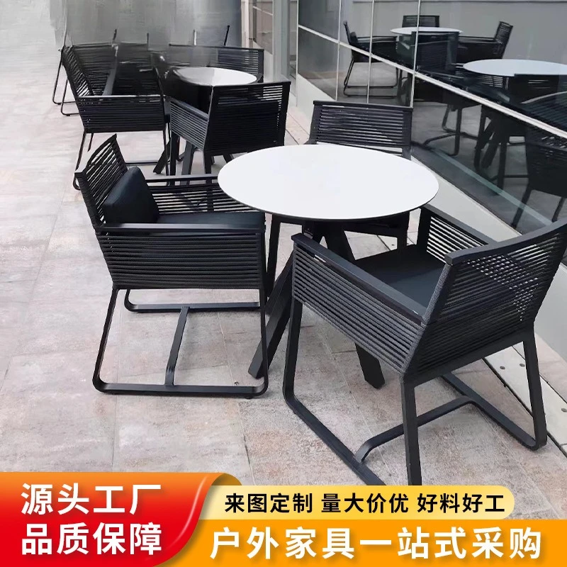 

Nordic outdoor leisure table and chair courtyard rattanchair waterproof and sun protection combination open-air balcony villa h