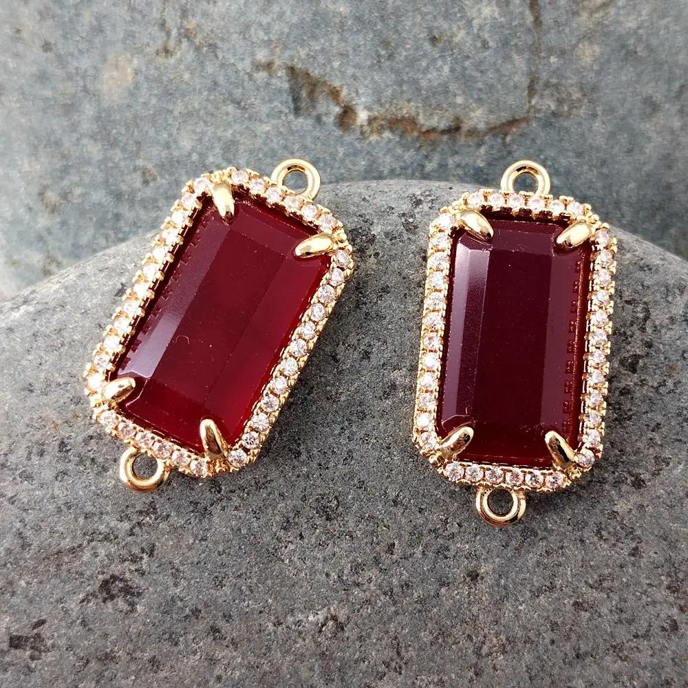 

10 PCS 15x22mm Faceted Red Jade Rectangle Jewelry Accessories Handmade Craft