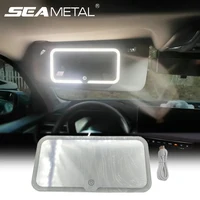 SEAMETAL-espejo de maquillaje para parasol de coche, LED, brillo de 3 colores, espejo de tocador HD regulable, pantalla táctil, espejo de maquillaje Interior para coche