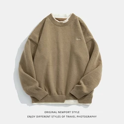 HANLU Fake Two-piece Men Sweater WoMen Sweatshirts Streetwear Couples Fashion Pullovers  Long Sleeve Thick Sweaters Knitted Tops