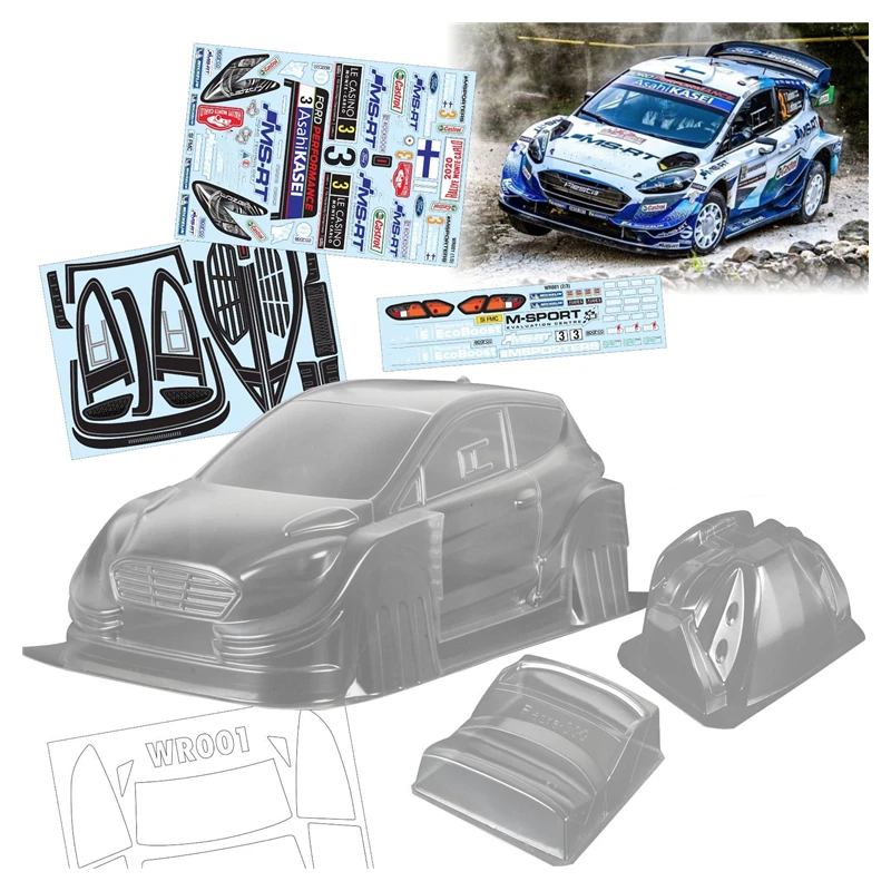 

WR001 1/8 Fiesta WRC Rc Rally Car Model, Wheelbase 300mm, Transparent Body Shell With Tail Wing/Light Cup For Hpi WR8