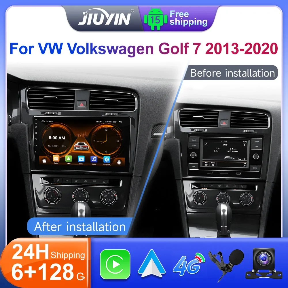 JIUYIN 10.1 Inch Car Radio Player For Volkswagen VW Golf 7 2013-2020 Wireless CarPlay Multimedia GPS Autoradio Stereo Screen