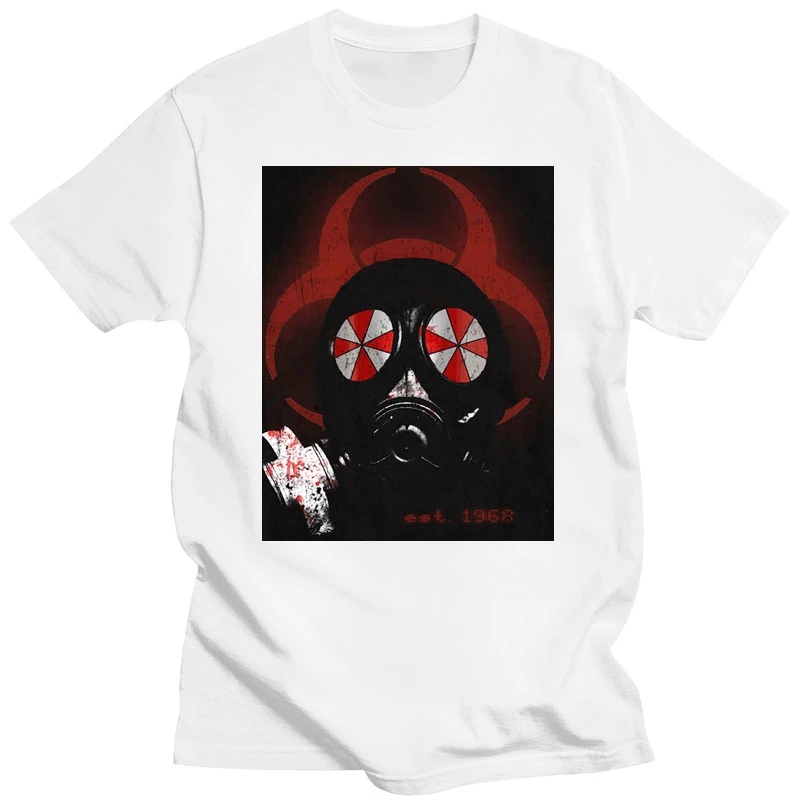 GAS MASK BIOHAZARD UMBRELLA Tops Tee T Shirt Resident Corporation Corp Evil Logo Gyms Fitness Tops T-Shirt