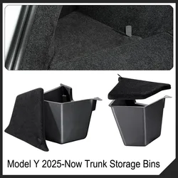 For 2025 2026 Tesla Model Y Juniper Rear Trunk Side Storage Box Trunk Bins Flocking or TPE Cover Trunk Organizer Mats Accessorie