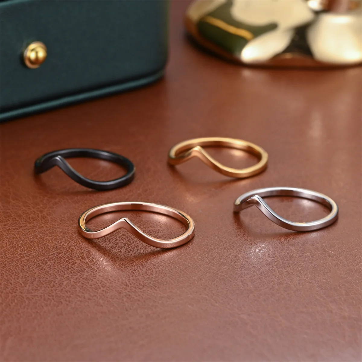 Irregular V Ring Thin Stainless Steel Stackable Rings for Women Fashion Jewelry Engagement Wedding Gifts