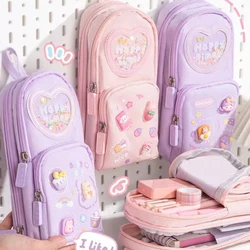 Large Capacity Pencil Case For Students Stationery Storage Box 3 Layers 6 Grids School Supplies