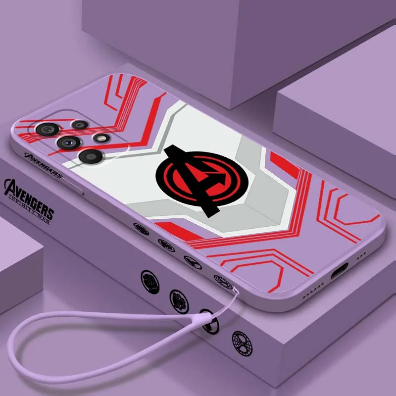 

Marvel Spiderman Avengers Cool For Samsung A71 A72 A73 A51 A52 A53 A54 A55 A21s A35 A34 A32 A03 5G Liquid Left Rope Phone Case