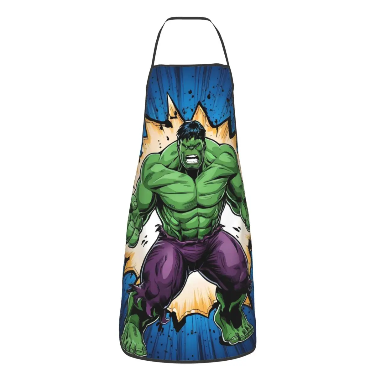 Delantal de puño de Manga de dibujos animados de héroe Hulk personalizado, babero Unisex para hombres y mujeres, Tablier de Cocina caliente, pintura de Chef de cocina