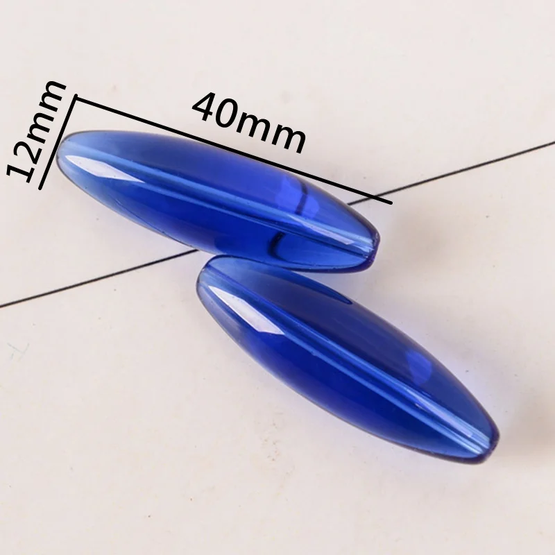 40mm x 12mm 5pcs Long Oval Tube Shape Glossy Crystal Glass Loose Beads For Jewelry Making DIY Crafts Findings