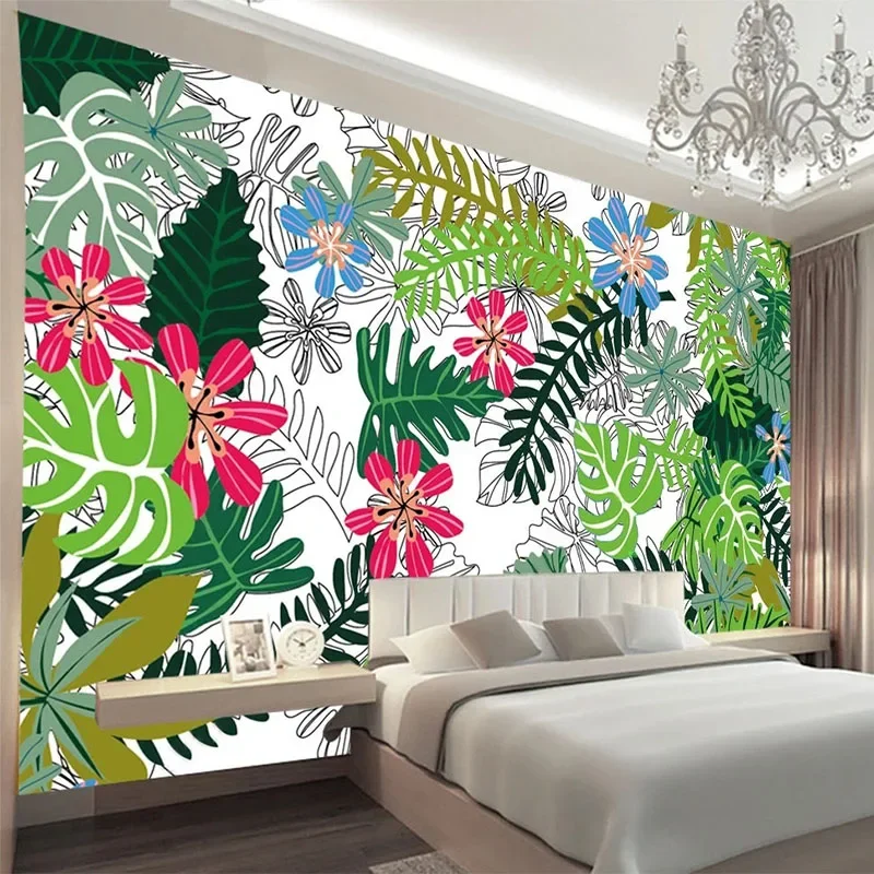 Custom Any Size Mural Wallpaper Modern 3D Rainforest Plant Leaf Wall Painting Living Room TV Sofa Bedroom Home Decor Tapety Art
